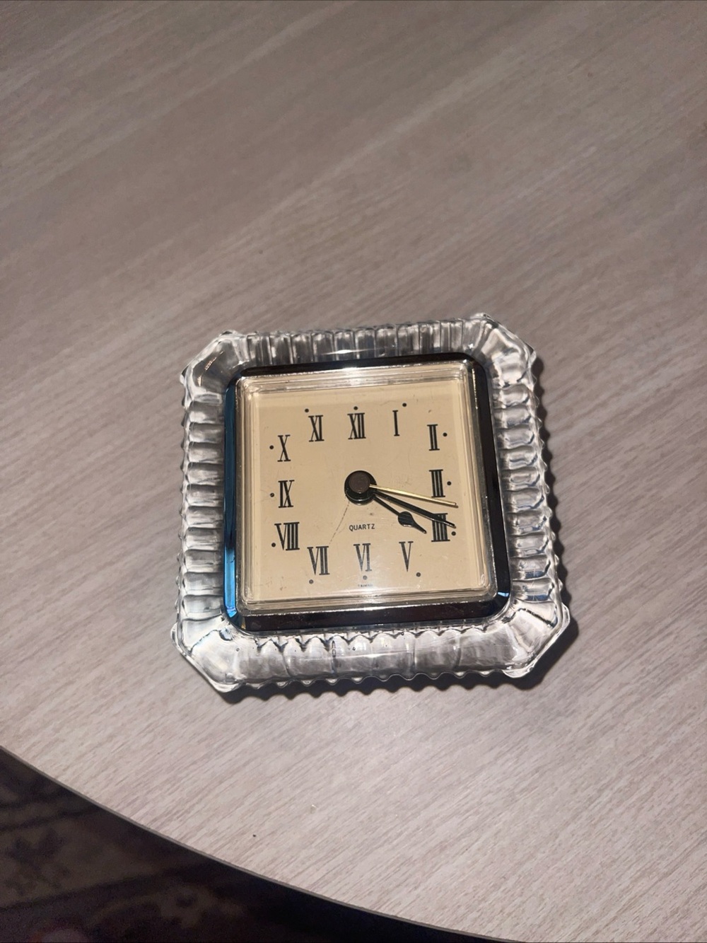 Vintage Glass Framed Square Quartz Wall Clock - Cream Face Tested. Elegant